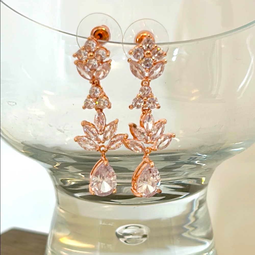 Elegant Rose Gold and Pink Crystal Earrings